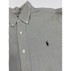 ralph lauren classic fit white stripe shirts mens size large short sleeve button